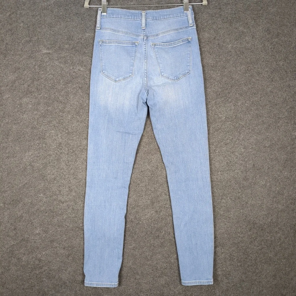 J.Crew Womens High Rise Skinny‎ Jeans Light Wash Button Fly Size 25 Blue Denim
